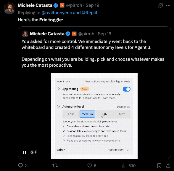 Replit Feature Tweet